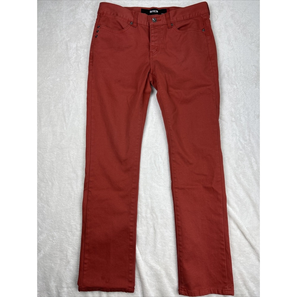 Krew Jeans Mens Size 32 KSlim Number 11 Orange Denim Straight True Slim Low Rise